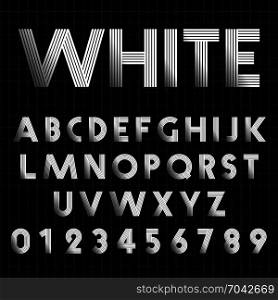 Alphabet font template. Set of letters and numbers line design. Vector illustration.. Line alphabet font template