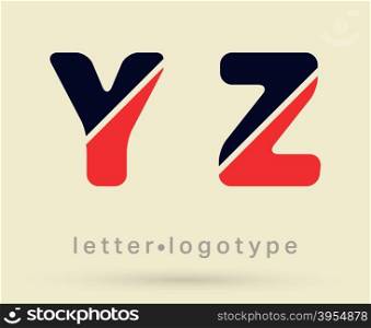 Alphabet font template. Set of letters Y - Z logo or icon. Vector illustration.. Letter logo font