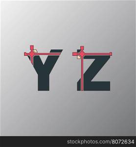 Alphabet font template. Set of letters Y, Z logo or icon. Vector illustration