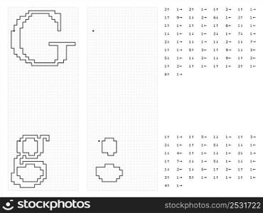 Alphabet G Graphic Dictation Drawing, Character A, Language Letter Graphemes Symbol Vector Art Illustration, Drawing By Cells