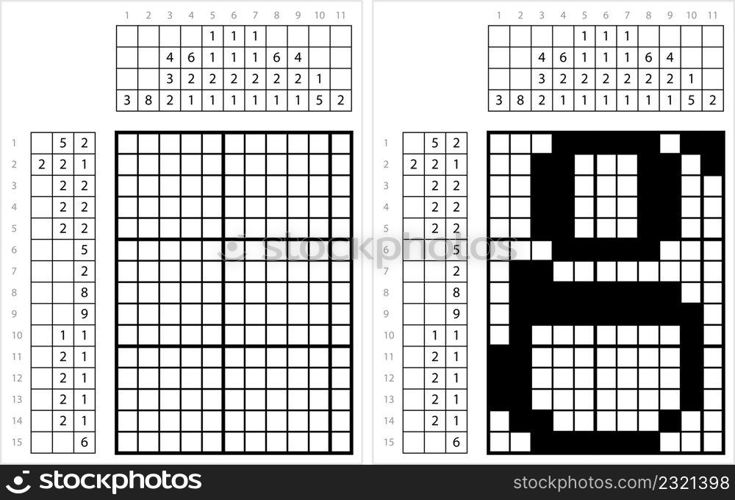 Alphabet G Lowercase Nonogram Pixel Art, Character G, Language Letter Graphemes Symbol Vector Art Illustration, Logic Puzzle Game Griddlers, Pic-A-Pix, Picture Paint By Numbers, Picross