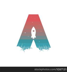 alphabet initial logo sign logotype space rocket vector art. alphabet initial logo sign logotype space rocket vector