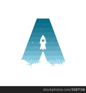 alphabet initial logo sign logotype space rocket vector art. alphabet initial logo sign logotype space rocket vector