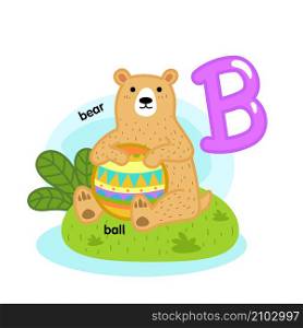 Alphabet Isolated Letter B-bear-ball illustration,vector