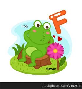 Alphabet Isolated Letter F-frog-flower illustration,vector