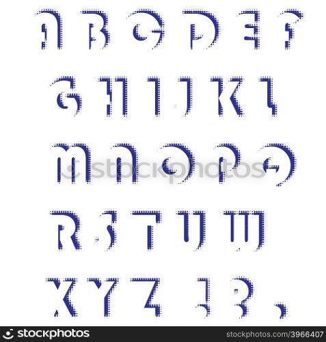 Alphabet Isolated on White Background. Set of Letters. Halftone Alphabet. Set of Letters. Halftone Alphabet