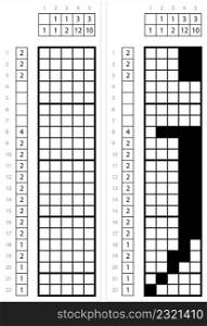 Alphabet J Lowercase Nonogram Pixel Art, Character J, Language Letter Graphemes Symbol Vector Art Illustration, Logic Puzzle Game Griddlers, Pic-A-Pix, Picture Paint By Numbers, Picross