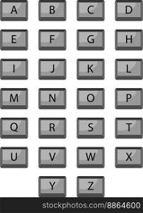 Alphabet keyboard buttons. Keyboard abc, alphabet button, text computer, letter keypad, input push sign. Vector art abstract unusual fashion illustration. Alphabet keyboard buttons