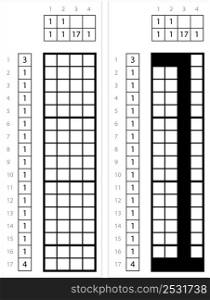 Alphabet L Lowercase Nonogram Pixel Art, Character L, Language Letter Graphemes Symbol Vector Art Illustration, Logic Puzzle Game Griddlers, Pic-A-Pix, Picture Paint By Numbers, Picross