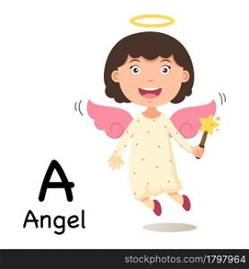 Alphabet Letter A-angel,vector illustration