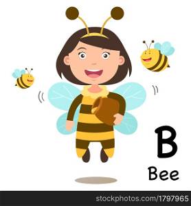 Alphabet Letter B-bee,vector illustration