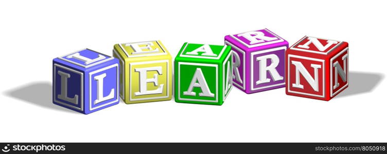 Alphabet letter blocks forming the word learn