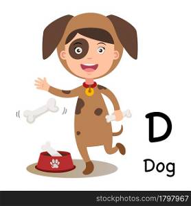 Alphabet Letter D-dog,vector illustration