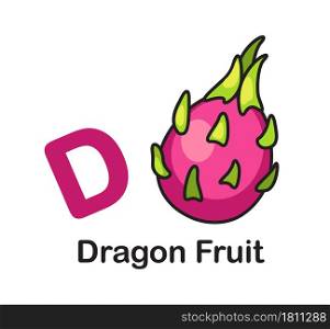 Alphabet Letter D-Dragon Fruit vector illustration