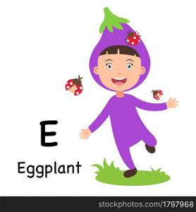 Alphabet Letter E-eggplant,vector illustration