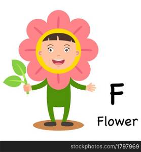 Alphabet Letter F-flower,vector illustration