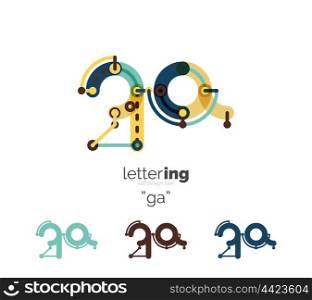 Alphabet letter font logo business icon. Alphabet letter font logo business icon. Company name concept. Flat thin line segments connected to each other.