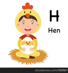 Alphabet Letter H-hen,vector illustration