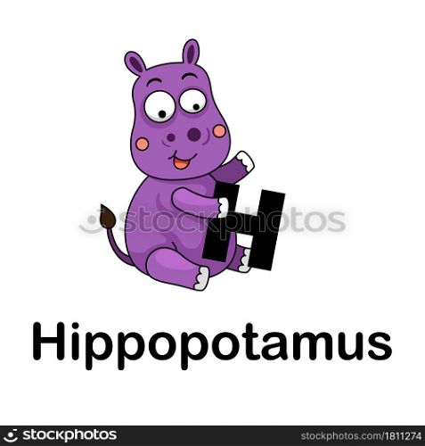 Alphabet Letter h-hippopotamus vector illustration