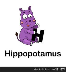 Alphabet Letter h-hippopotamus vector illustration