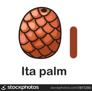 Alphabet Letter I-Ita palm vector illustration