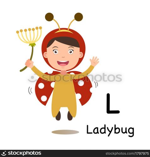 Alphabet Letter L-ladybug,vector illustration