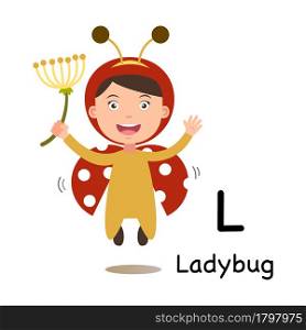 Alphabet Letter L-ladybug,vector illustration