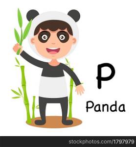 Alphabet Letter P-panda,vector illustration