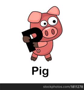 Alphabet Letter p-pig vector illustration