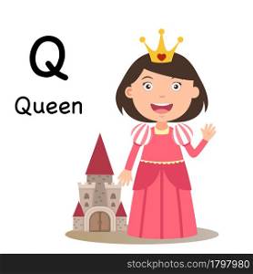 Alphabet Letter Q-queen,vector illustration