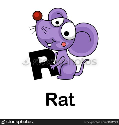 Alphabet Letter r-rat vector illustration