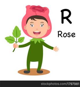 Alphabet Letter R-rose,vector illustration