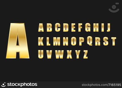 Alphabet letter set gold metal style. Vector eps10