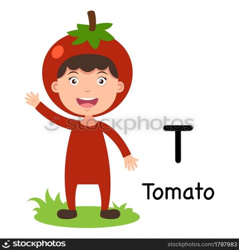 Alphabet Letter T-tomato,vector illustration