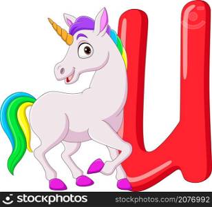 Alphabet letter U for Unicorn