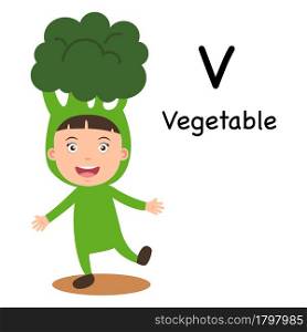 Alphabet Letter V-Vegetable,vector illustration
