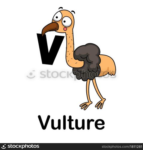 Alphabet Letter v-vulture vector illustration