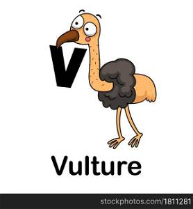 Alphabet Letter v-vulture vector illustration