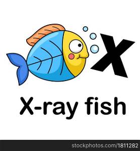 Alphabet Letter x-x ray fish vector illustration