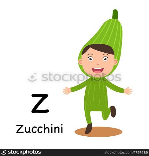 Alphabet Letter Z-zucchini,vector illustration