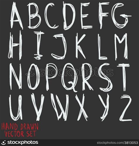Alphabet letters. Hand drawn illustration by inc. Vector