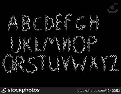 alphabet letters made from metal chain, isolated. alphabet letters made from metal chain,
