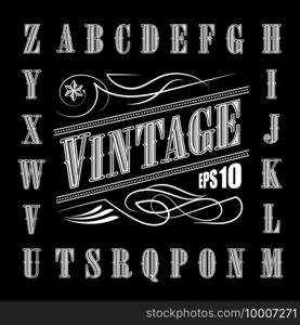 Alphabet Letters Vintage Set Western Vector