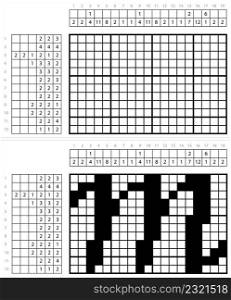 Alphabet M Lowercase Nonogram Pixel Art, Character M, Language Letter Graphemes Symbol Vector Art Illustration, Logic Puzzle Game Griddlers, Pic-A-Pix, Picture Paint By Numbers, Picross