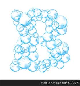 Alphabet of soap bubbles. Water suds letter b. Realistic vector font isolated on white background.. Alphabet of soap bubbles. Water suds letter b. Realistic vector font isolated on white background