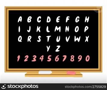 Alphabet on a blackboard.