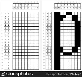 Alphabet p Lowercase Nonogram Pixel Art, Character p, Language Letter Graphemes Symbol Vector Art Illustration, Logic Puzzle Game Griddlers, Pic-A-Pix, Picture Paint By Numbers, Picross