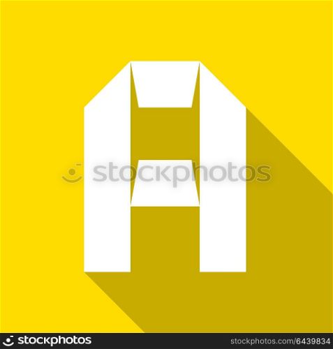 Alphabet paper cut letter. Alphabet paper cut white letter A, on color square