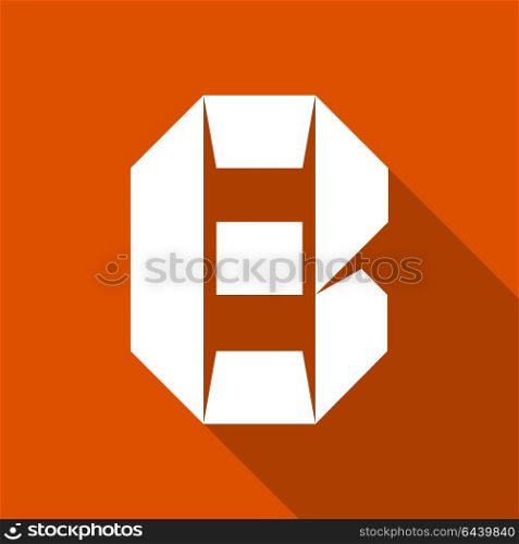 Alphabet paper cut letter. Alphabet paper cut white letter B, on color square