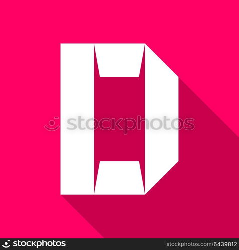 Alphabet paper cut letter. Alphabet paper cut white letter D, on color square